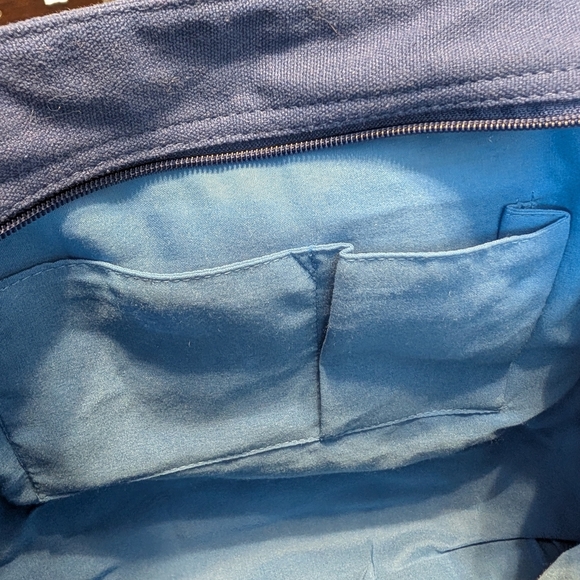 America & Beyond Hand Beaded Boho Blue Bandana Pattern Tote Bag - Picture 7 of 8